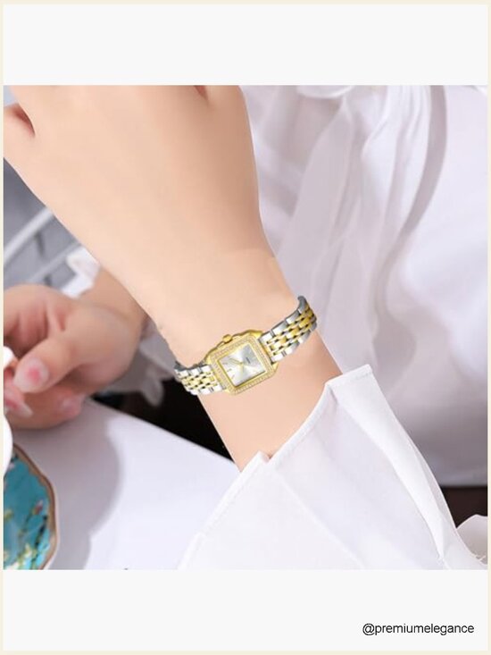 Vintage Square Diamond Watch - Gold Bracelet Waterproof Quartz main image 6